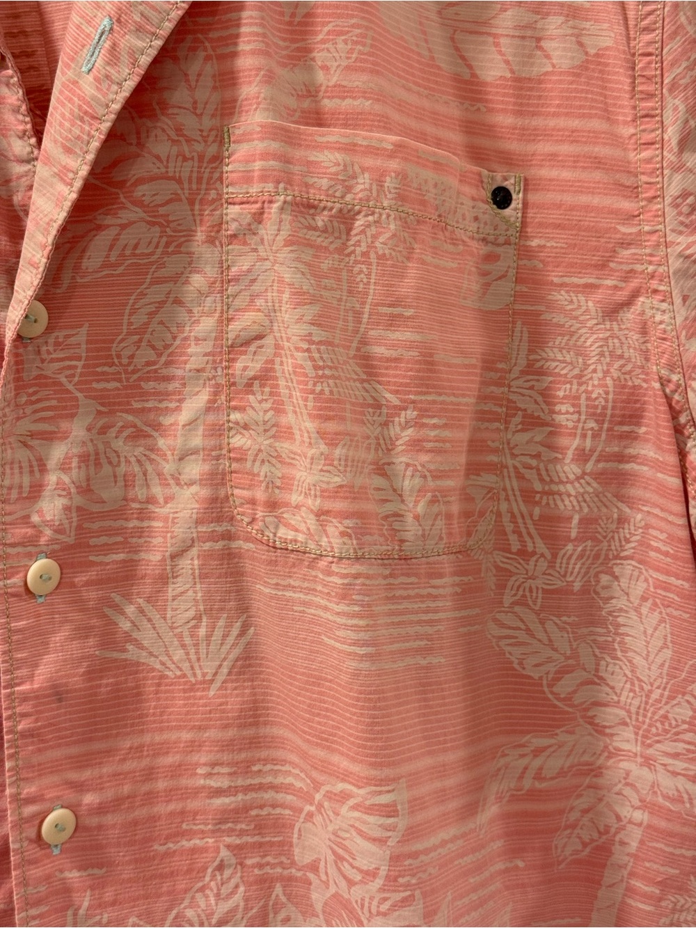 5 for $25!! Tommy Bahama Pink/Salmon Palm Print, Tropical Camp Shirt XL - Picture 3 of 14